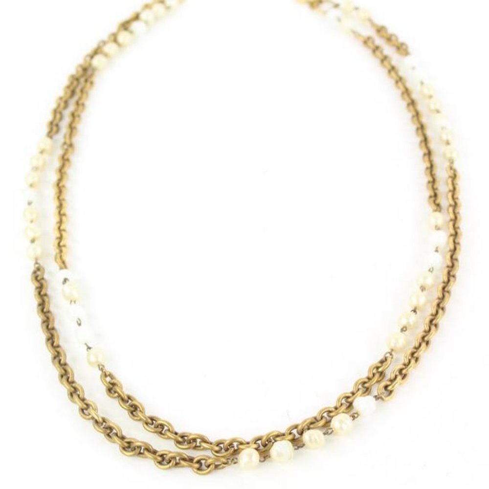 Chanel Gold Tone Pearl Necklace 862610